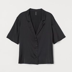 H&M satin/silk v neck short sleeve t-shirt